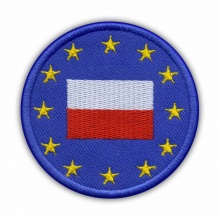 Flaga Polski na tle flagi Unii Europejskiej