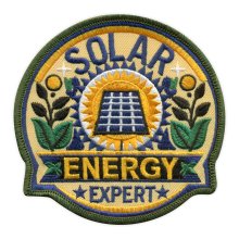 Ekspert od Energii Słonecznej - Solar Energy Expert - z kwiatami, jasno żółte tło
